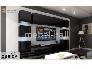 Мебельная стенка Кубика Cubika V1.2 MiroMark черный белый глянец без подсветки