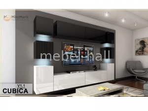 Мебельная стенка Кубика Cubika V1.1 MiroMark черный белый глянец без подсветки