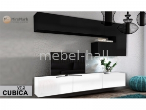 Мебельная стенка Кубика Cubika V7.2 MiroMark черный белый глянец без подсветки