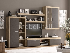 Стенка в гостиную Орлеанс Мебель Сервис Дуб Каньен Антрацит Рокси