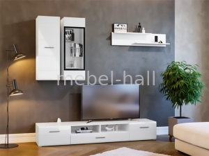 Стенка в гостиную под ТВ Росси-2 ЛасКаво белая глянец