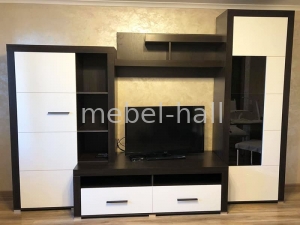 Стенка под ТВ в гостиную Неон-1 Мебель Сервис Венге Белый Глянец