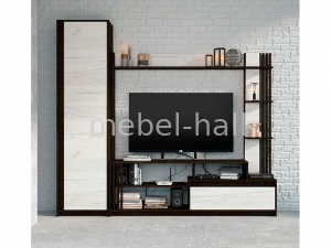 Стенка горка в гостиную с шкафом 2220 х 376 х 2000 h Брайт Мастер Форм ДСП Дуб Крафт Белый Венге Магия левосторонняя