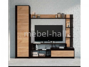 Стенка горка в гостиную с шкафом 2220 х 376 х 2000 h Брайт Мастер Форм ДСП Дуб Крафт Золото Венге Магия левосторонняя