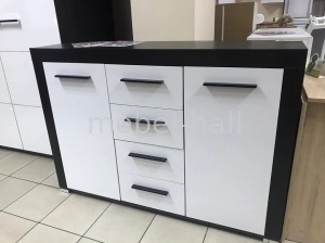 Комод 2Д4Ш Неон Мебель Сервис Венге Темный Белый и Черный Лак