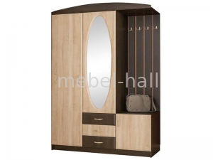 Прихожая с зеркалом Вита-2 Мебель Сервис МДФ Дуб Самоа Венге Темный