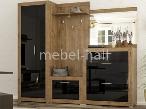 Прихожая модульная Парма Мебель Сервис Дуб Април Черный Лак