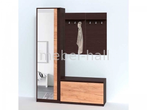 Прихожая 1420 х 376 х 2000 h шкаф с зеркалом, тумба с 2-мя вешалками Брайт Мастер Форм ДСП Дуб Краф Золото Венге Магия