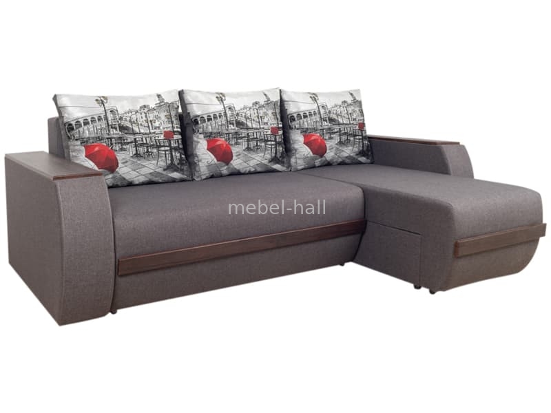 Угловой диван Токио-2 универсальный с принтами на подушках