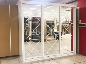 Шкаф-купе белый трех дверный Рим-Венециано Ш180хВ240хГ45 см зеркало с декором