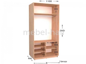 Шкаф купе Практик 12 Garant NV 2-дверный 1100х600х2400 мм