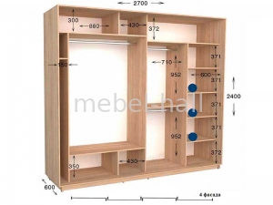 Шкаф купе Практик 144 Garant NV 4-дверный 2700х600х2400 мм