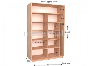 Шкаф купе Практик 56 Garant NV 2-дверный 1600х600х2400 мм