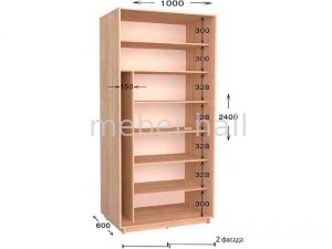 Шкаф купе Практик 7 Garant NV 2-дверный 1000х600х2400 мм
