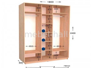 Шкаф купе Практик 70 Garant NV 3-дверный 1800х600х2400 мм