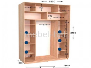 Шкаф купе Практик 72-3 Garant NV 3-дверный 1800х600х2400 мм