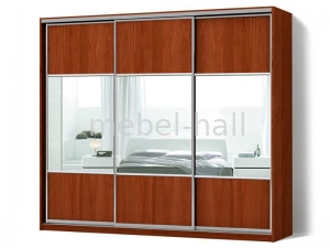 Шкаф купе трехдверный в спальню фотопечать Ш240хВ240хГ45 см комбинированный фасад