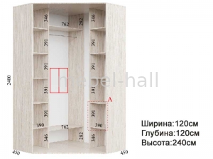 Шкаф-купе угловой Ш 120x120 x В 240 x Г 45 см