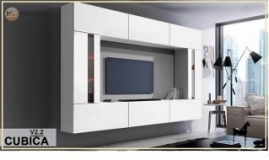 Мебельная стенка Кубика Cubika V2.2 MiroMark белый глянец с подсветкой